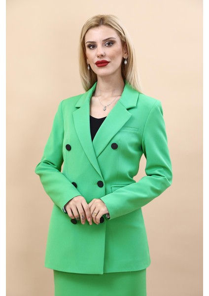 Erkek Yaka Kuruvaze Blazer Ceket-Yeşil indirimleri