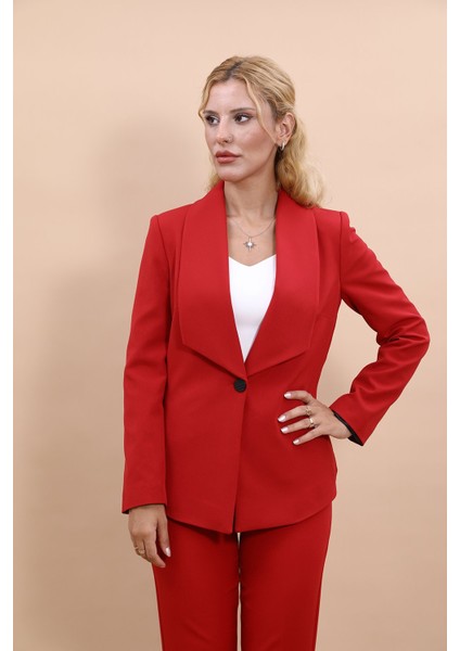 Amerikan Yaka Klasik Ceket-Kırmızı fiyatları