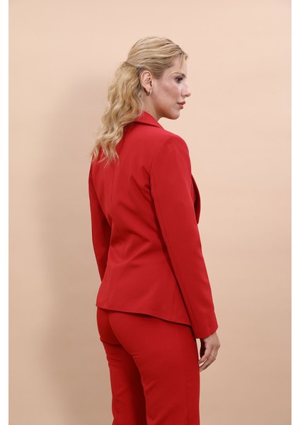 Amerikan Yaka Klasik Ceket-Kırmızı fırsatları