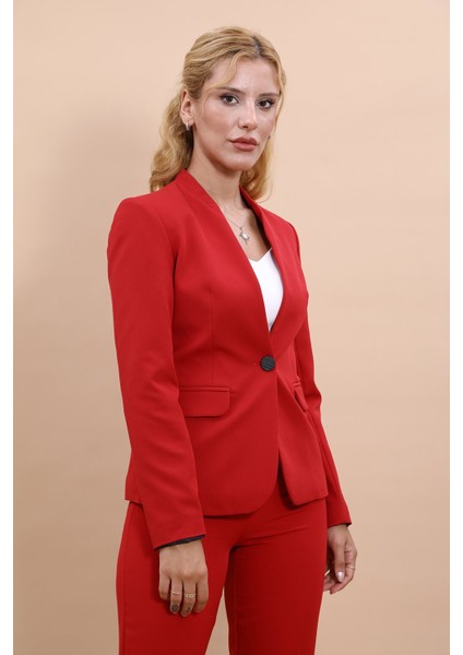 Tek Düğmeli Klasik Ceket-Kırmızı modelleri
