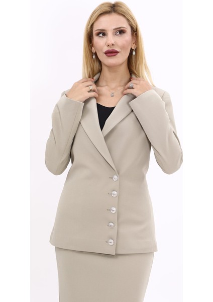 Erkek Yaka Düğme Detaylı Ceket-Bambu indirimleri