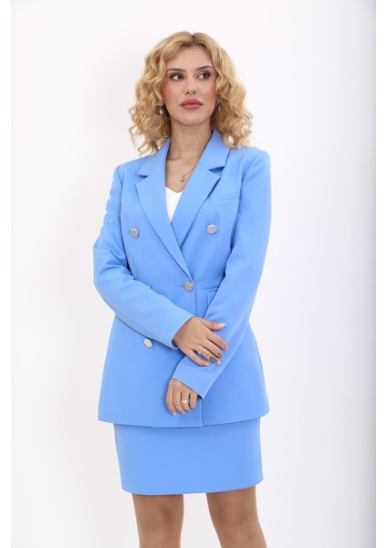 Erkek Yaka Kuruvaze Blazer Ceket-Gökyüzü fiyatları