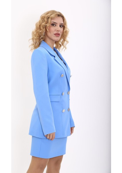 Erkek Yaka Kuruvaze Blazer Ceket-Gökyüzü modelleri