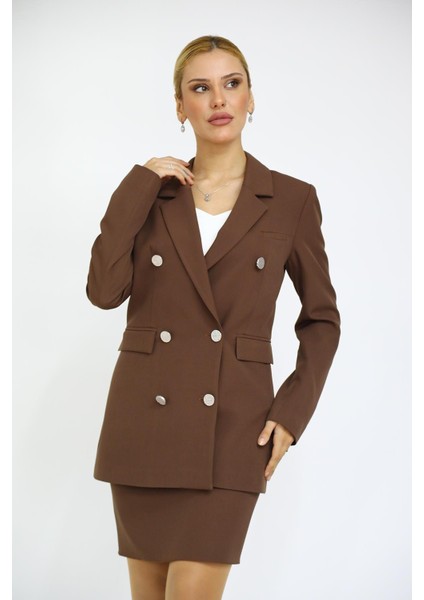 Erkek Yaka Kuruvaze Blazer Ceket-Kestane