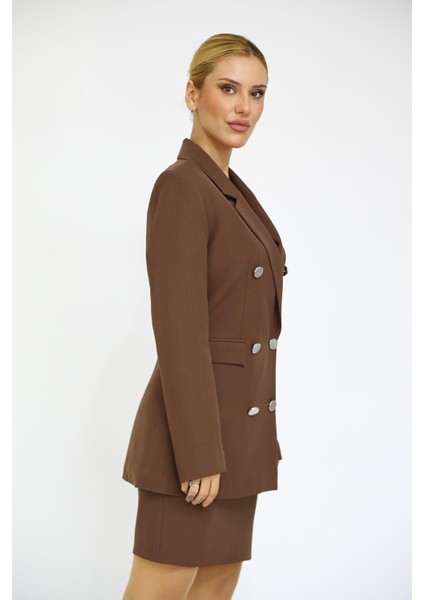 Erkek Yaka Kuruvaze Blazer Ceket-Kestane fırsatları