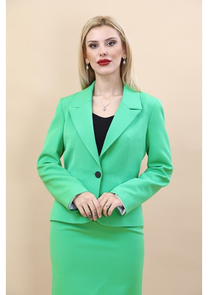 Erkek Yaka Tek Düğmeli Klasik Ceket-Yeşil indirimleri