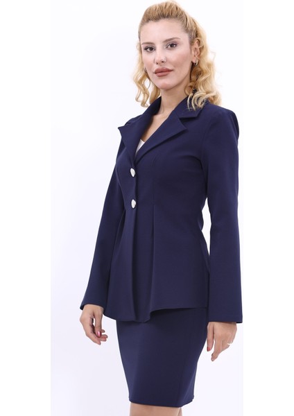 Erkek Yaka Önleri Pileli Ceket-Lacivert fiyatları