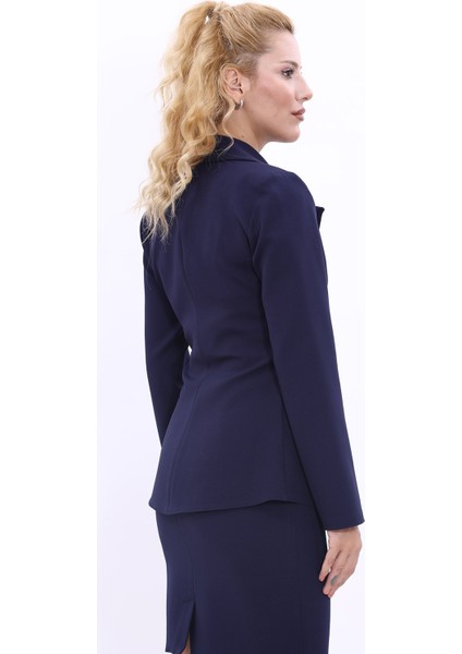 Erkek Yaka Önleri Pileli Ceket-Lacivert modelleri