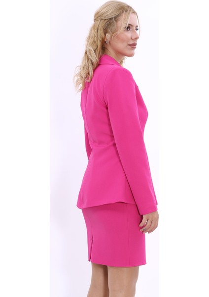 Erkek Yaka Önleri Pileli Ceket-Fuşya modelleri