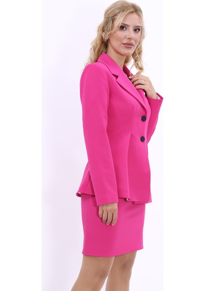 Erkek Yaka Önleri Pileli Ceket-Fuşya fırsatları