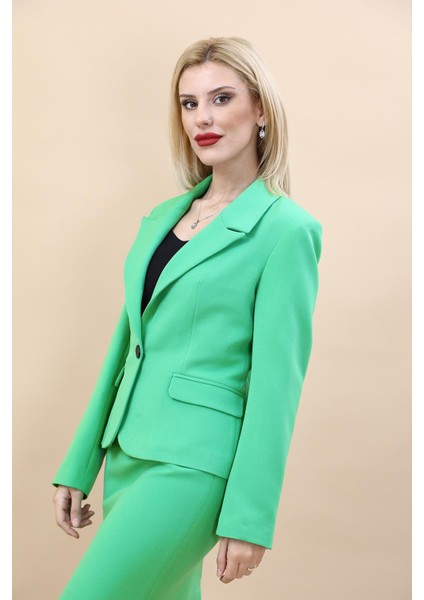 Erkek Yaka Tek Düğmeli Klasik Ceket-Yeşil fiyatları