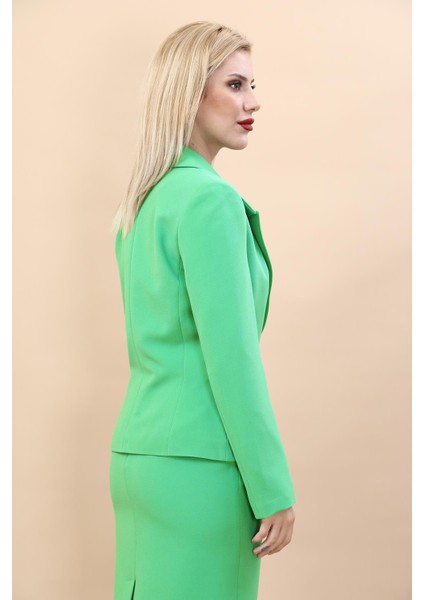 Erkek Yaka Tek Düğmeli Klasik Ceket-Yeşil modelleri