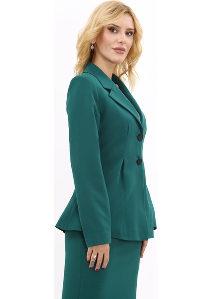 Erkek Yaka Önleri Pileli Ceket-Zümrüt fırsatları