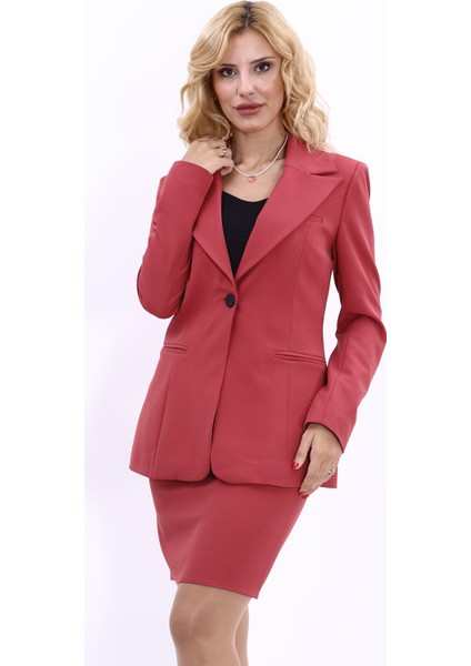 Erkek Yaka Önleri Pileli Ceket-Kiremit