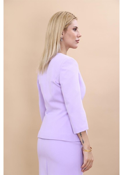 Sıfır Yaka Düz Kısa Ceket-Menekşe modelleri