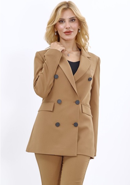 Erkek Yaka Kuruvaze Blazer Ceket-Camel