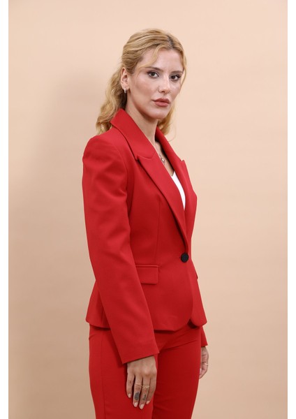 Erkek Yaka Tek Düğmeli Klasik Ceket-Kırmızı modelleri