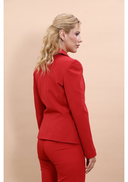 Erkek Yaka Tek Düğmeli Klasik Ceket-Kırmızı indirimleri