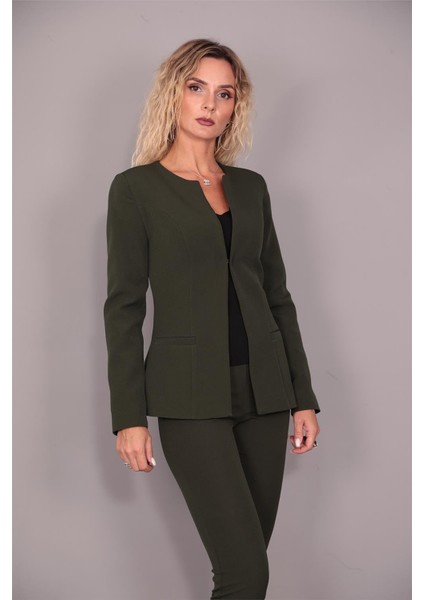 Oval Yaka Yandan Kuplu Klasik Ceket-Haki modelleri
