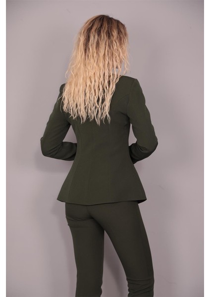 Oval Yaka Yandan Kuplu Klasik Ceket-Haki fırsatları