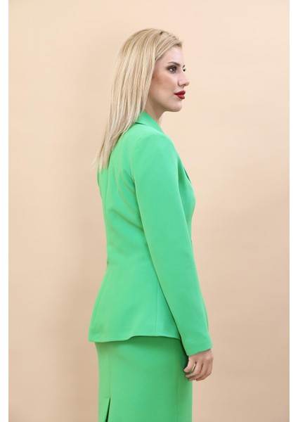 Erkek Yaka Önleri Pileli Ceket-Yeşil modelleri