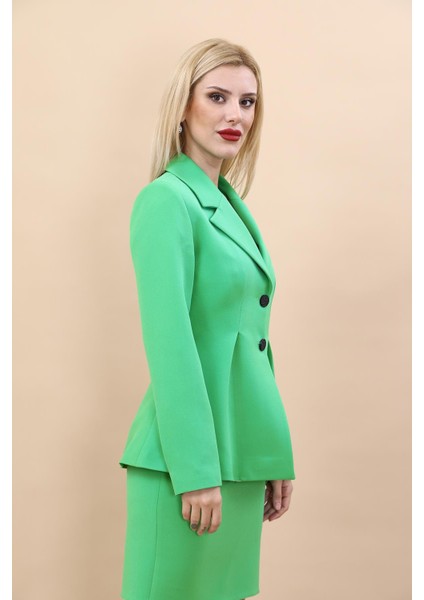 Erkek Yaka Önleri Pileli Ceket-Yeşil fırsatları