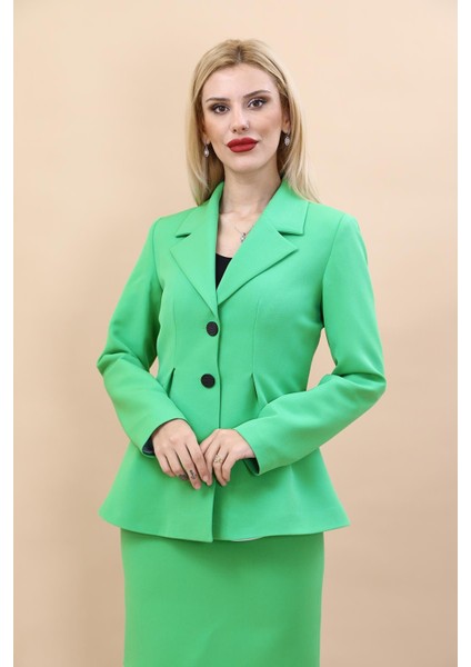 Erkek Yaka Önleri Pileli Ceket-Yeşil indirimleri