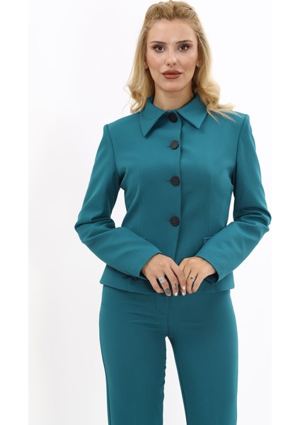 Gömlek Yaka Klasik Ceket-Petrol indirimleri