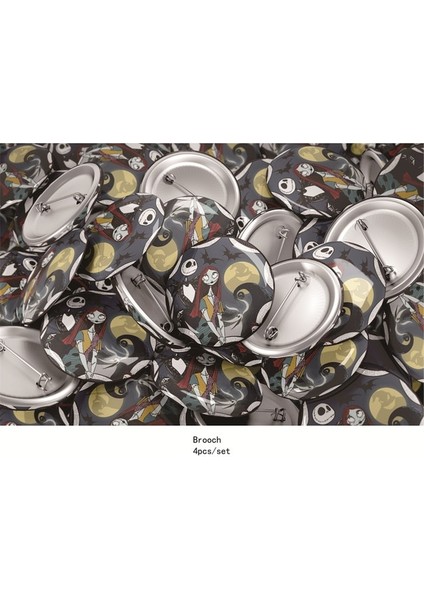 Broş 4 Adet 2 Noel Öncesi Kabus Doğum Günü Dekorasyon Tek Kullanımlık Sofra Seti Noel Çocuklar Plaka Bardak Toppers Parti Malzemeleri (Yurt Dışından)