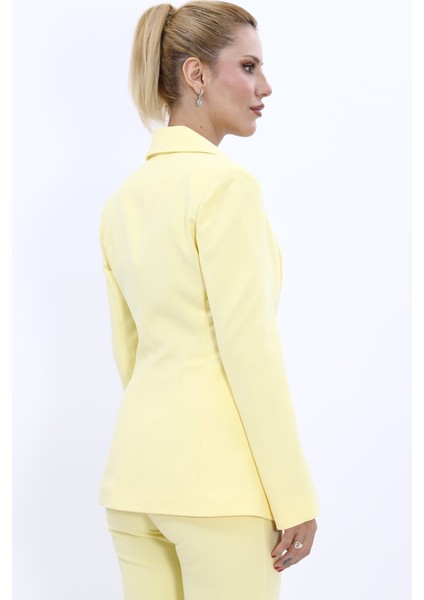 Erkek Yaka Düğme Detaylı Ceket-Sarı modelleri