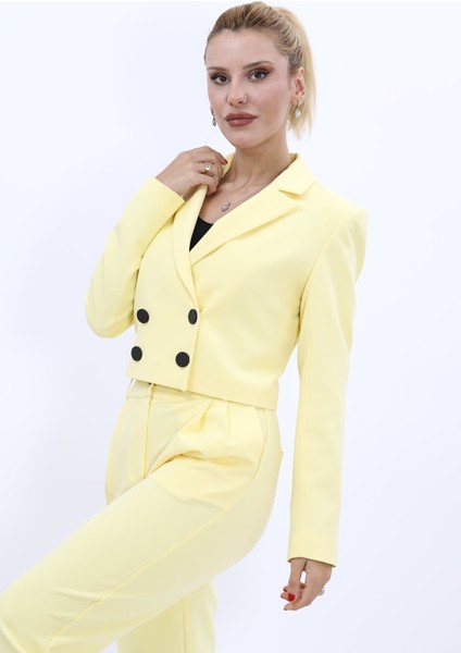 Erkek Yaka Kuruvaze Kısa Ceket-Sarı fiyatları