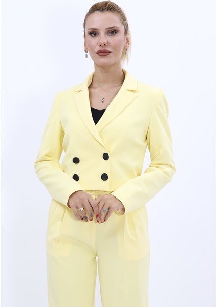 Erkek Yaka Kuruvaze Kısa Ceket-Sarı indirimleri