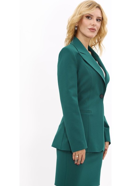 Erkek Yaka Tek Düğmeli Klasik Ceket-Zümrüt modelleri