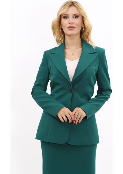 Erkek Yaka Tek Düğmeli Klasik Ceket-Zümrüt fırsatları