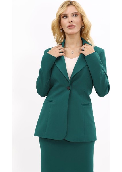 Erkek Yaka Tek Düğmeli Klasik Ceket-Zümrüt indirimleri