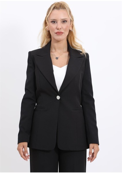 Erkek Yaka Tek Düğmeli Klasik Ceket-Siyah modelleri