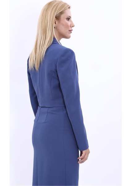 Erkek Yaka Tek Düğmeli Kısa Ceket-Indigo indirimleri