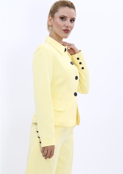 Gömlek Yaka Klasik Ceket-Sarı fırsatları