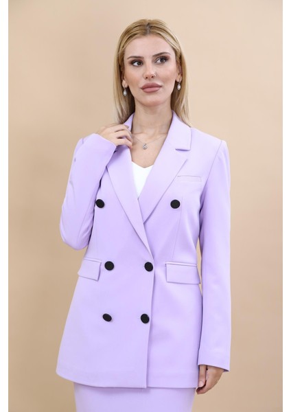 Erkek Yaka Kuruvaze Blazer Ceket-Menekşe