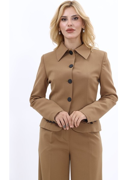 Gömlek Yaka Klasik Ceket-Camel fırsatları