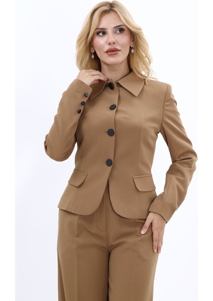 Gömlek Yaka Klasik Ceket-Camel indirimleri