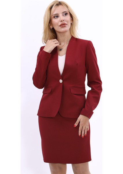Tek Düğmeli Klasik Ceket-Bordo indirimleri