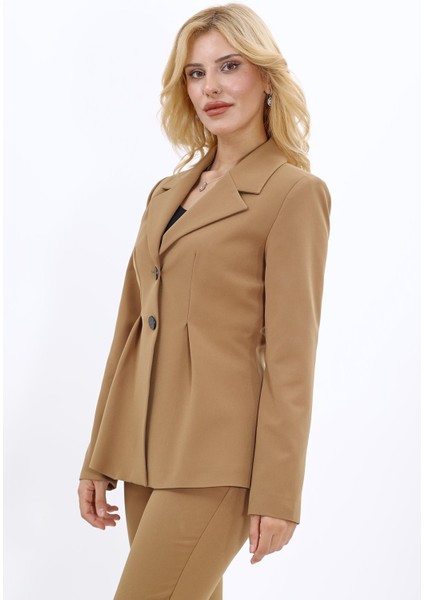 Erkek Yaka Önleri Pileli Ceket-Camel fiyatları