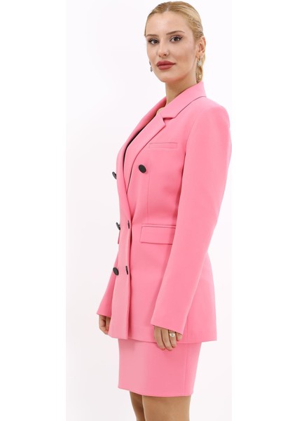 Erkek Yaka Kuruvaze Blazer Ceket-Pembe fiyatları