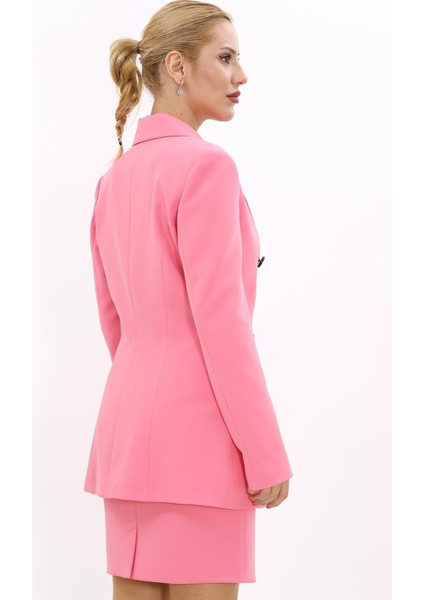 Erkek Yaka Kuruvaze Blazer Ceket-Pembe modelleri