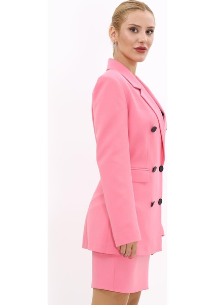 Erkek Yaka Kuruvaze Blazer Ceket-Pembe fırsatları
