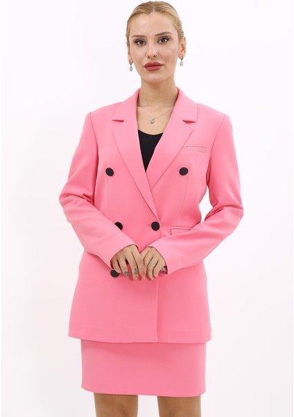 Erkek Yaka Kuruvaze Blazer Ceket-Pembe indirimleri