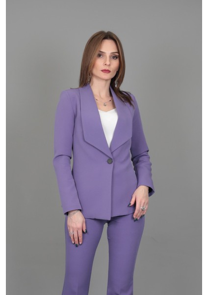 Amerikan Yaka Klasik Ceket-Lila