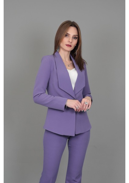 Amerikan Yaka Klasik Ceket-Lila modelleri