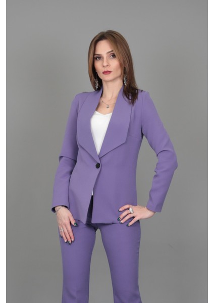 Amerikan Yaka Klasik Ceket-Lila indirimleri